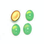 Glass Medium Dome Foiled Cabochon - Oval 14x10MM OPAL GREEN