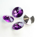 Plastic Point Back Foiled Rivoli 12MM AMETHYST