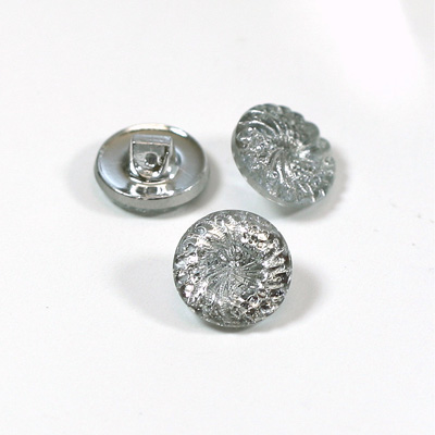 Glass Button - Engraved Top Foiled Round 13MM CRYSTAL
