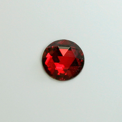 Glass Flat Back Foiled Rauten Rose - Round 13MM RUBY