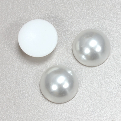 Plastic Medium Dome Pearl Cabochon - Round 18MM WHITE