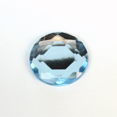 Plastic Flat Back Foiled Rose Cut Rhinestone - Round 25MM LT SAPPHIRE