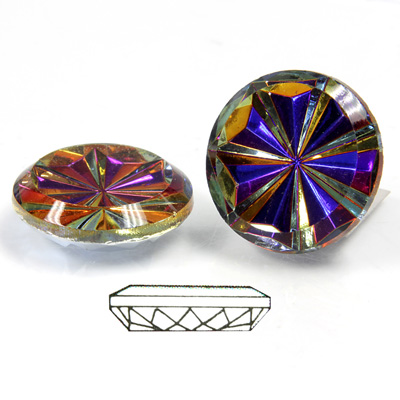 Glass Flat Back Pinwheel Round 18MM CRYSTAL VULCANO