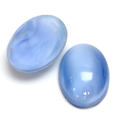 Glass Medium Dome Lampwork Cabochon - Oval 25x18MM LIGHT BLUE MOONSTONE (00377)