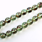 Czech Pressed Glass Bead - Smooth Round 08MM SPECKLE COATED GREEN 64578