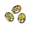 Glass Low Dome Buff Top Cabochon - Peacock Oval 18x13MM SHINY YELLOW