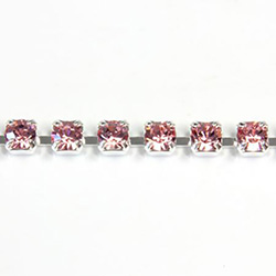 Preciosa Crystal Rhinestone Cup Chain - PP18 (SS8.5) LT ROSE-SILVER