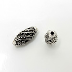 Cast Metal Engraved Bead - Oval 19x8MM ANTIQUE SILVER PLATED