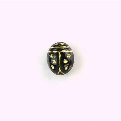 Glass Flat Back Lady Bug Stone with Gold Engraving - Oval 10x8MM GARNET
