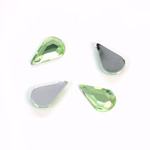 Plastic Flat Back Foiled Rose Cut Rhinestone - Pear 13x8MM PERIDOT