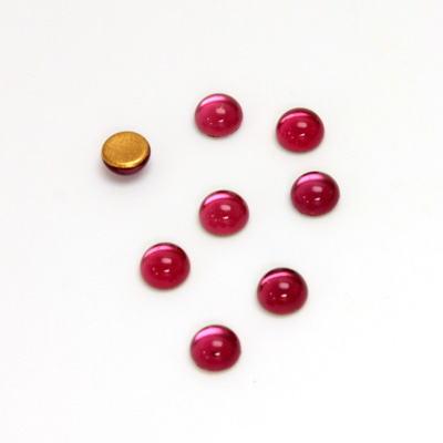 Glass Medium Dome Foiled Cabochon - Round 05MM FUCHSIA