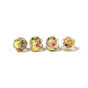 Czech Glass Lampwork Bead - Round Faceted 08MM Flower ON CRYSTAL with  SILVER FOIL