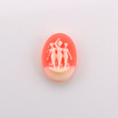 Plastic Cameo - 3 Muses Oval 18x13MM IVORY ON CORNELIAN