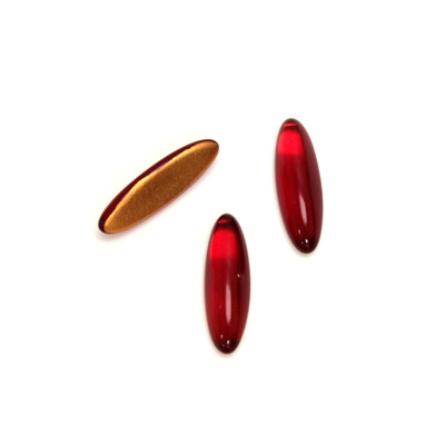 Glass Medium Dome Foiled Cabochon - Oval 16x5MM RUBY