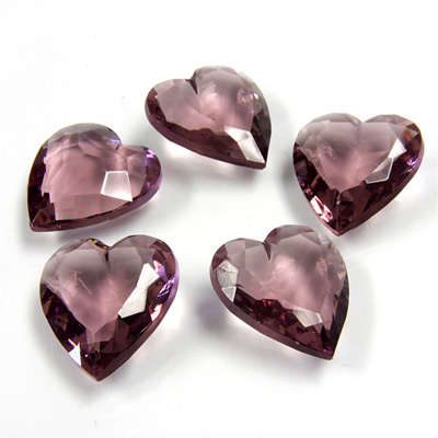 Glass Point Back Tin Table Cut (TTC) Unfoiled - Heart Shape 18X16MM AMETHYST