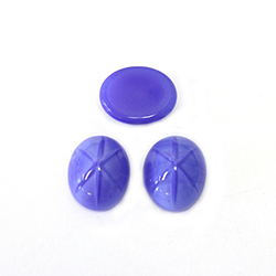 German Glass Medium Dome Cabochon - Oval 10x8MM 6-RAY BLUE STAR