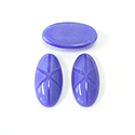 German Glass Medium Dome Cabochon - Oval 18x9MM 6-RAY BLUE STAR