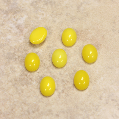 Glass Medium Dome Opaque Cabochon - Oval 08x6MM YELLOW