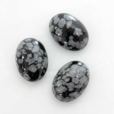 Gemstone Cabochon - Oval 18x13MM SNOWFLAKE OBSIDIAN