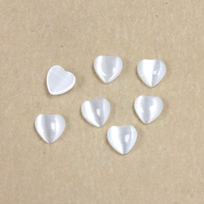 Fiber-Optic Cabochon - Heart 06MM CAT'S EYE WHITE