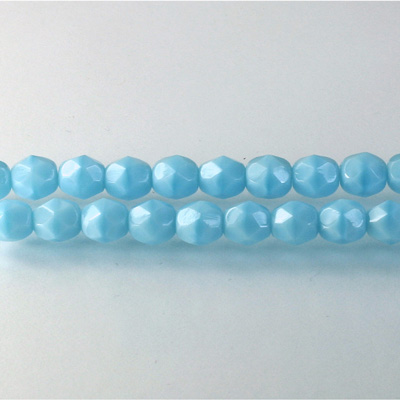 Czech Glass Fire Polish Bead - Round 06MM MOONSTONE AQUA