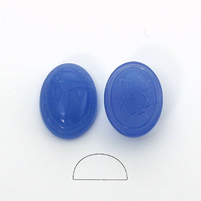 German Plastic Flat Back Scarab - Oval 18x13MM CALCEDON