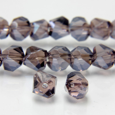 Chinese Cut Crystal Bead Diagonal Drilled - Bicone 05MM AMETHYST LUMI COAT