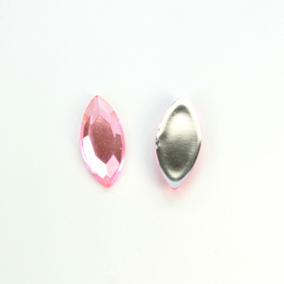 Plastic Flat Back Foiled Rose Cut Rhinestone - Navette 18x8MM ROSE