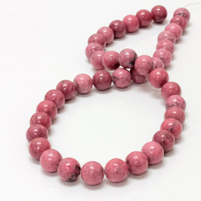 Gemstone Bead - Smooth Round 2.5MM Diameter Hole 10MM RHODONITE