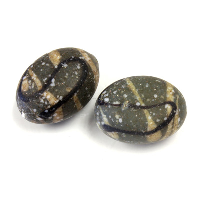 Czech Glass Lampwork Bead - Oval 20x15MM PEBBLE AGATE 44831