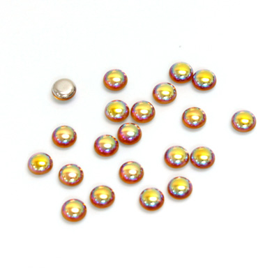 Glass Medium Dome Foiled Cabochon - Round 04MM TOPAZ AB