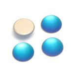 Glass Medium Dome Foiled Cabochon - Coated Round 13MM MATTE HELIO BLUE