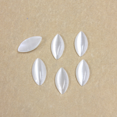 Fiber-Optic Cabochon - Navette 10x5MM CAT'S EYE WHITE