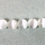 Fiber Optic Synthetic Cat's Eye Bead - Round Faceted 10MM CAT'S EYE WHITE