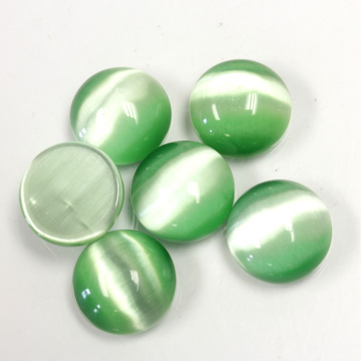 Fiber-Optic Cabochon - Round 12MM CAT'S EYE LT GREEN