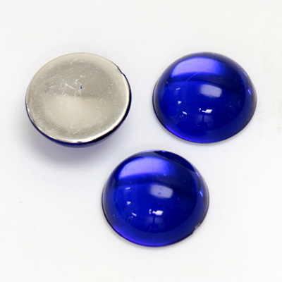 Plastic Flat Back Foiled Cabochon - Round 16MM SAPPHIRE