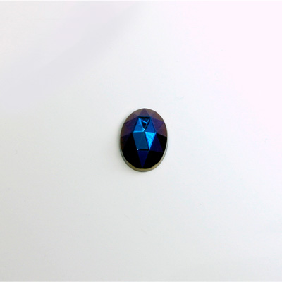 Glass Flat Back Rauten Rose - Oval 08x6MM IRIS BLUE Coated