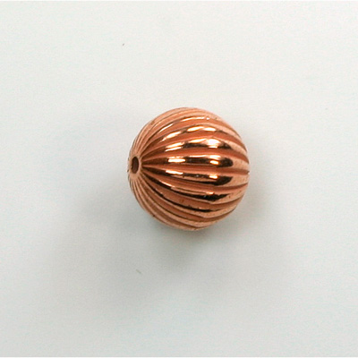 Metalized Plastic Bead - Ribbed Round Melon 12MM COPPER