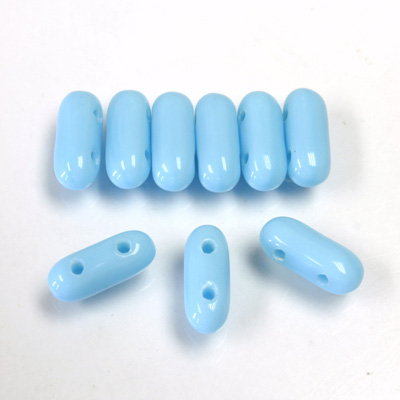 Preciosa Czech Pressed Glass 2-Hole Bead - Twin Roller 09x4MM LT BLUE TURQUOISE