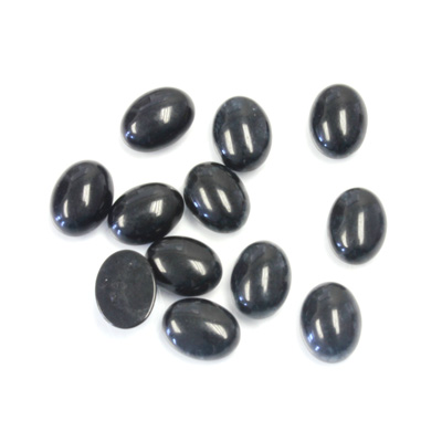 Gemstone Flat Back Cabochon - Oval 08x6MM QUARTZ DYED #01 BLACK