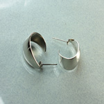 Wedding Band Hoop Earring with Post 23x15MM Steel Nickel Plated