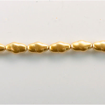 Czech Glass Pearl Bead - Baroque Oblong 13x7 GOLD 70486