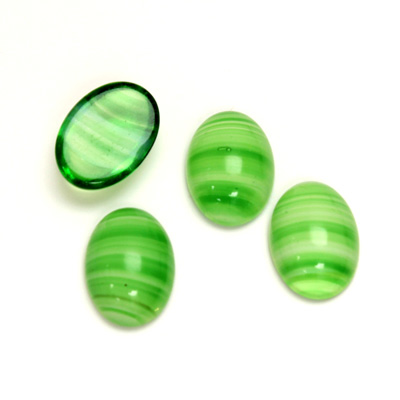 Glass Medium Dome Cabochon - Oval 14x10MM PORPHYR GREEN