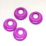 Plastic Pendant - Opaque Color Smooth Round Creole 17MM BRIGHT PURPLE