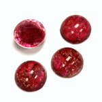 Glass Medium Dome Lampwork Cabochon - Round 13MM GOLD FLECK RUBY (05052)