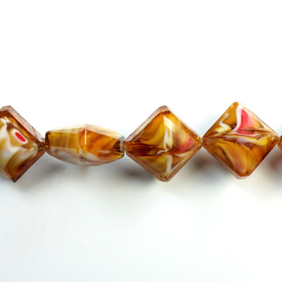 Chinese Cut Crystal Millefiori Bead - Diamond 16MM LT BROWN