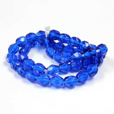 Glass Fire Polish Bead - Round 06MM CAPRI BLUE