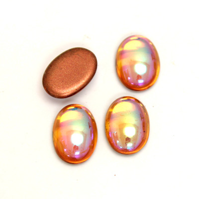 Glass Medium Dome Foiled Cabochon - Coated Oval 14x10MM TOPAZ AB