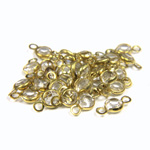 Plastic Channel Stone in Setting with 2 Loops 4MM CRYSTAL-Brass