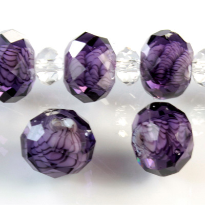 Chinese Cut Crystal Bead - Rondelle 10x12MM LEOPARD PURPLE